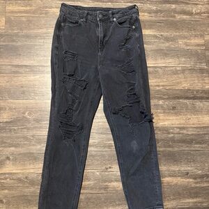 Distressed Black Mom Jeans